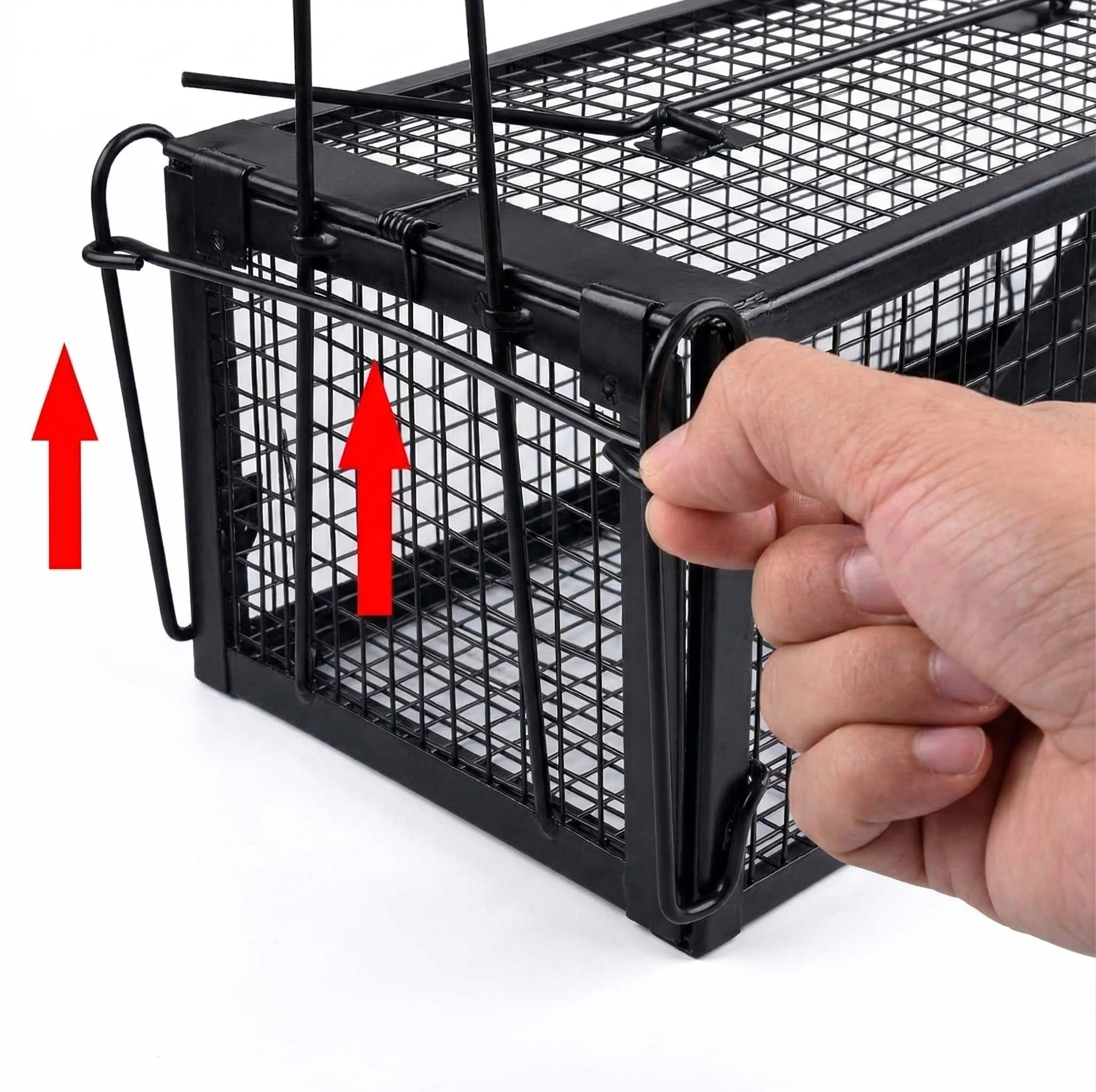 Gently pull up the door lock to the top.