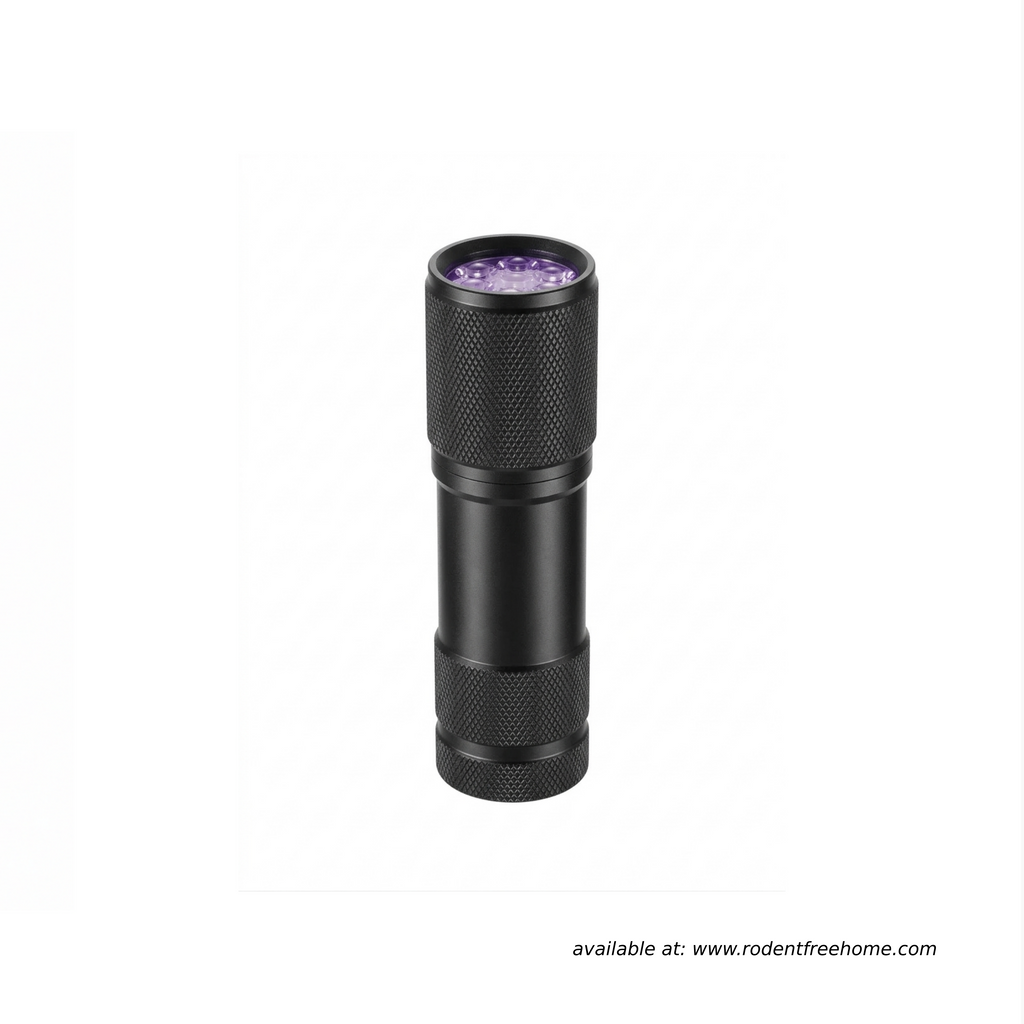 This powerful 9-LED UV torch delivers a strong, wide beam for effortless tracking. Made from rugged stainless steel with a non-slip grip, it reveals hidden rodent trails with ease. It’s the professional choice for identifying routes and nests.