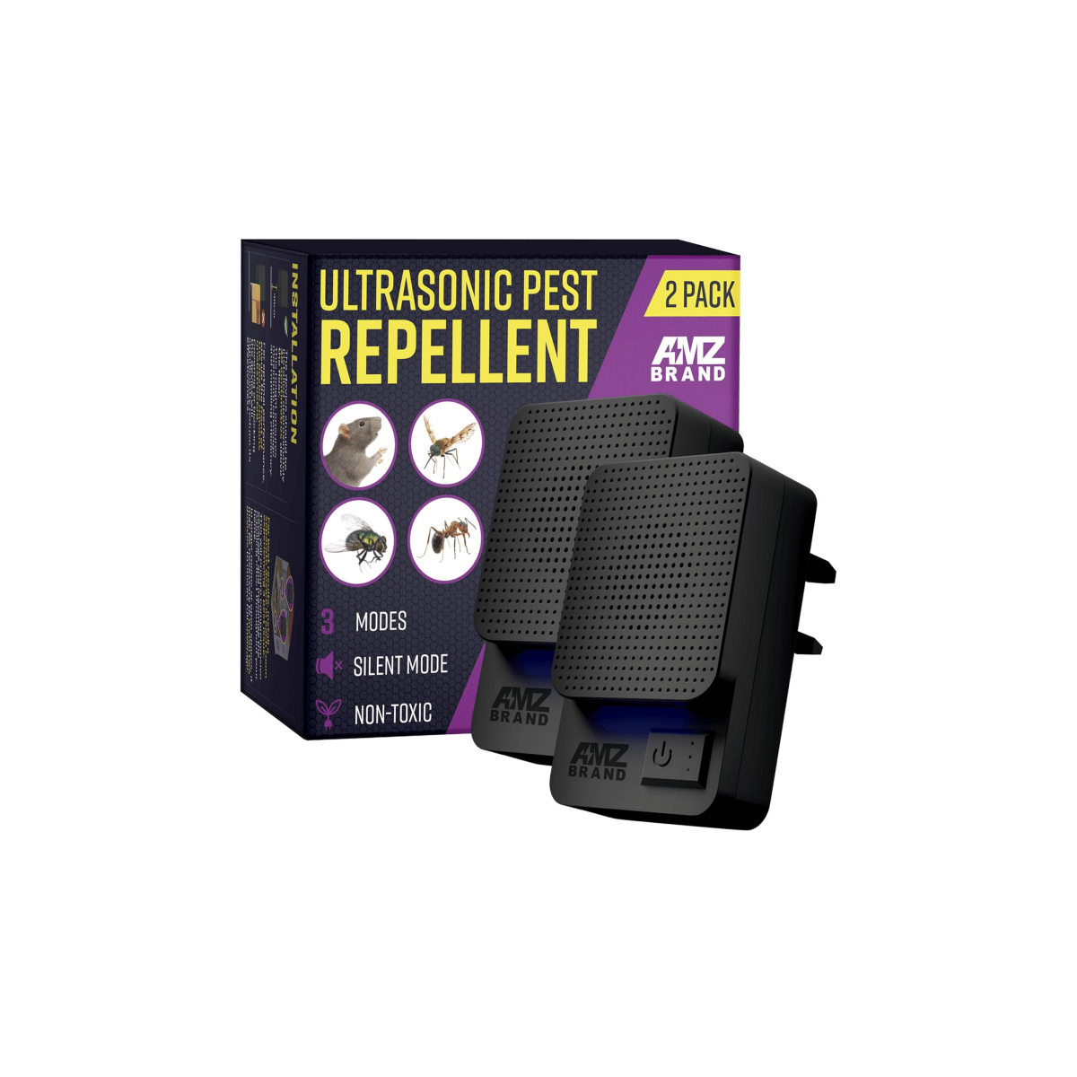 AMZBRAND Ultrasonic Repellent ( 2pcs ) - Ultrasonic Rodent Repellent - RFH | rodentfreehome